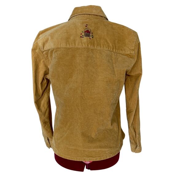 Christopher & Banks Sze Medium Corduroy Fall Harvest Embroidered Shacket Mustard - Picture 2 of 7